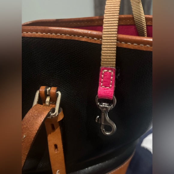 Dooney & Bourke Large Leather Shoulder Tote - Black with Striped interior
. - Picture 7 of 14